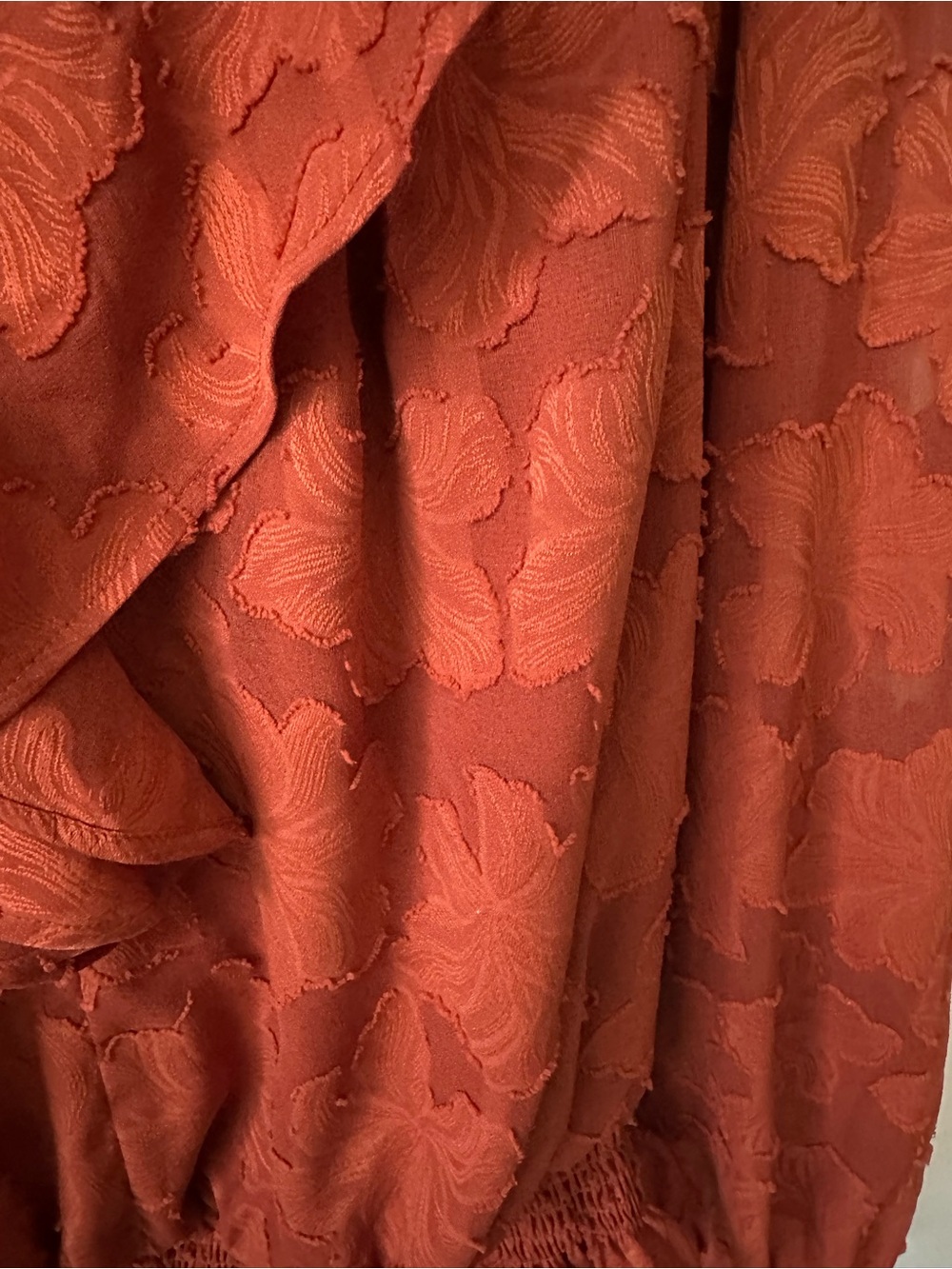 Anthropologie Rust Ruffled V‑Neck Blouse - Picture 4 of 4